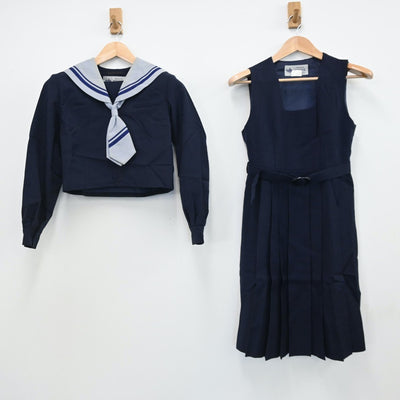 【中古】東京都 足立区立六月中学校 女子制服 3点（セーラー服・ジャンパースカート）sf009057