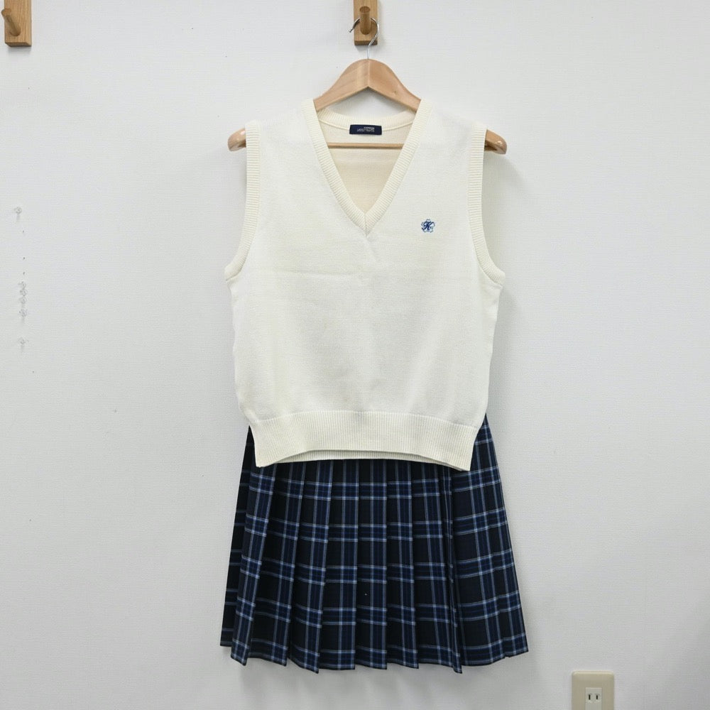 【中古】熊本県 上天草高等学校 女子制服 4点（ブレザー・ニットベスト・スカート）sf009068