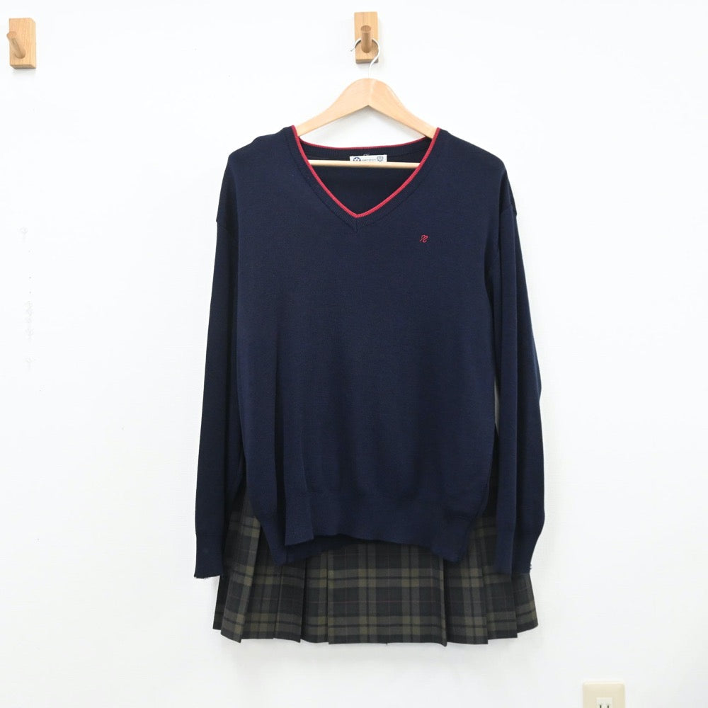 【中古】福岡県 南筑高等学校 女子制服 5点（ブレザー・ニット・スカート）sf009069