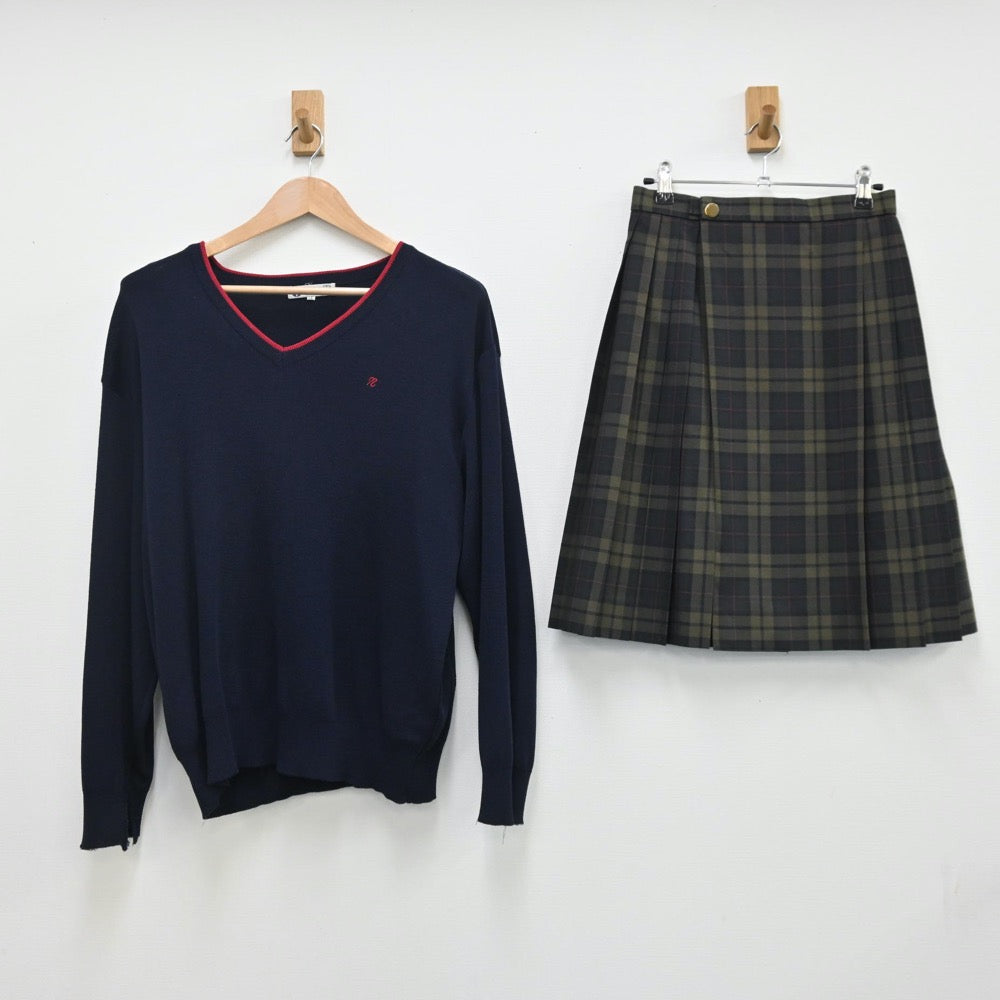 【中古】福岡県 南筑高等学校 女子制服 5点（ブレザー・ニット・スカート）sf009069