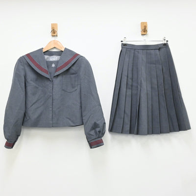 【中古】長野県 信明中学校 女子制服 3点（セーラー服・スカート）sf009084