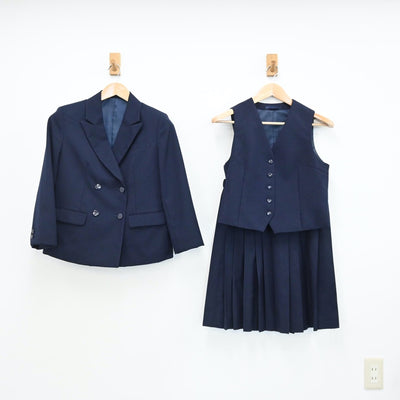 【中古】千葉県 船橋高等学校 女子制服 3点（ブレザー・ベスト・スカート）sf009097