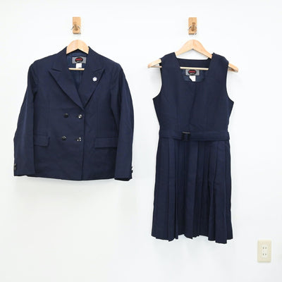 【中古】神奈川県 横浜平沼高等学校 女子制服 3点（ブレザー・ジャンパースカート）sf009100