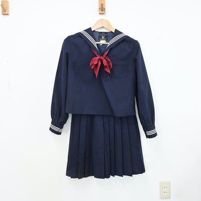 【中古】東京都 実践女子学園中学校・高等学校 女子制服 4点（セーラー服・ニット・スカート）sf009121