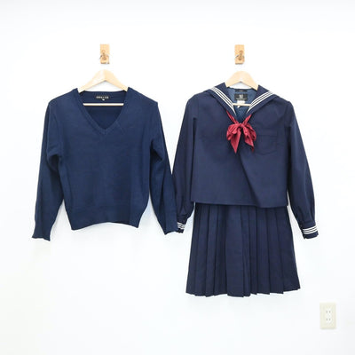 【中古】東京都 実践女子学園中学校・高等学校 女子制服 4点（セーラー服・ニット・スカート）sf009121