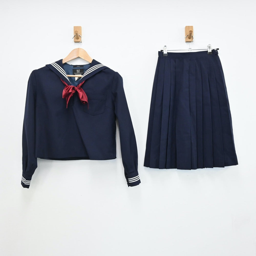 【中古】東京都 実践女子学園中学校・高等学校 女子制服 4点（セーラー服・ニット・スカート）sf009121