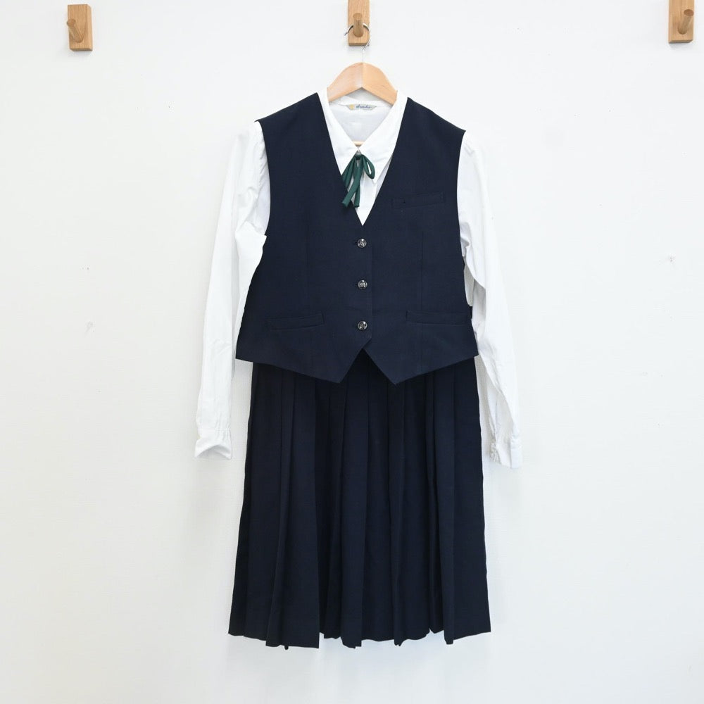 【中古】香川県 香川県立丸亀高等学校 女子制服 7点（ブレザー・シャツ・ベスト・スカート）sf009163