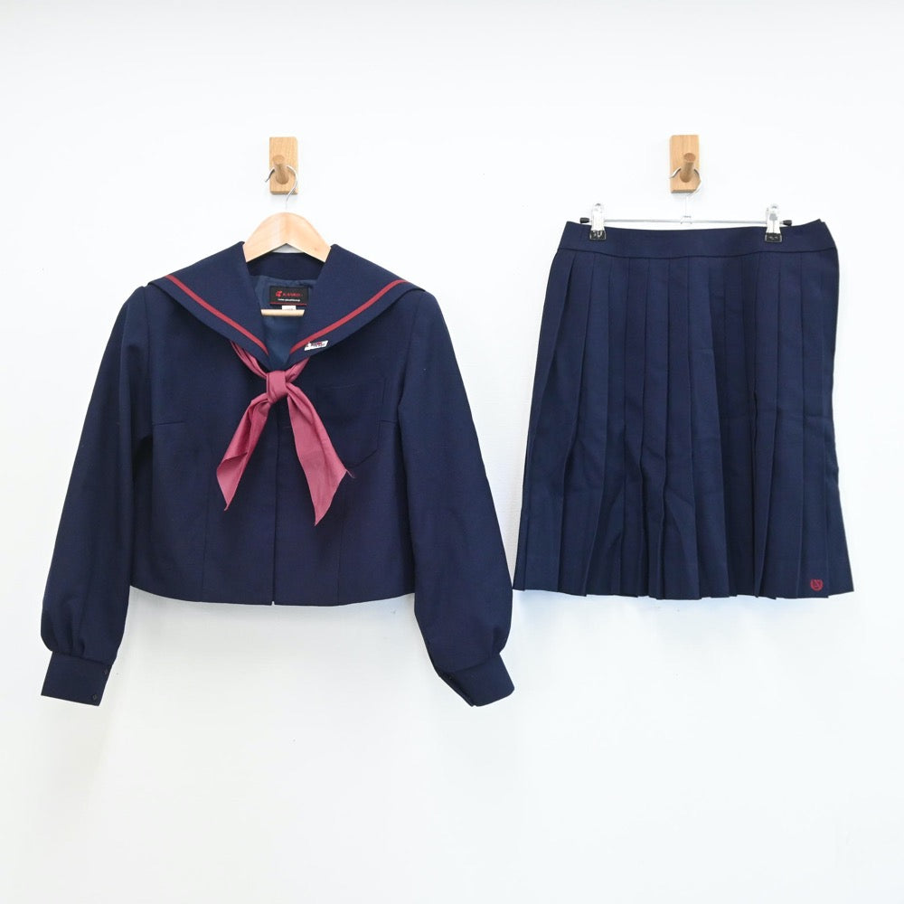 【中古】和歌山県 和歌山県立那賀高等学校 女子制服 2点（セーラー服・スカート）sf009166