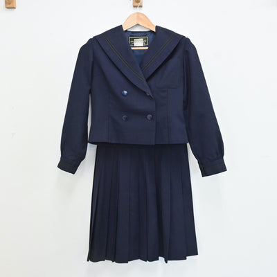 【中古】福島県 福島県立郡山商業高等学校 女子制服 3点（セーラー服・ニット・スカート）sf009173