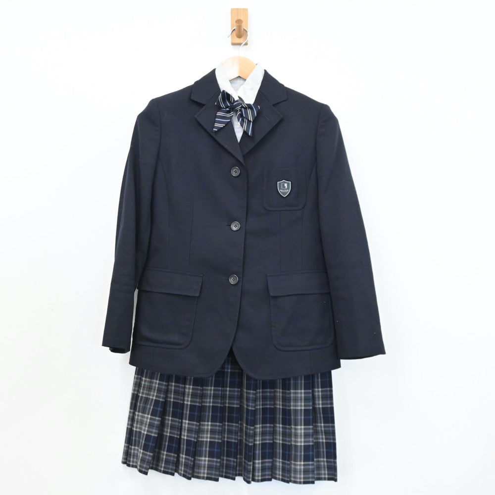 【中古】大阪府 夕陽丘高等学校 女子制服 5点（ブレザー・シャツ・ニット・スカート）sf009256