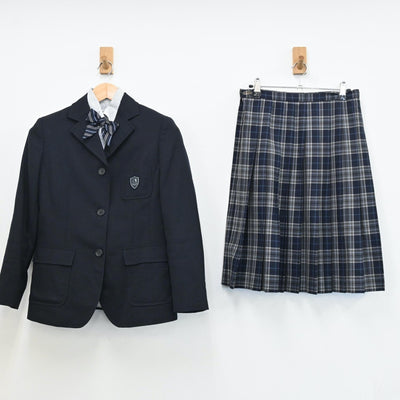 【中古】大阪府 夕陽丘高等学校 女子制服 5点（ブレザー・シャツ・ニット・スカート）sf009256