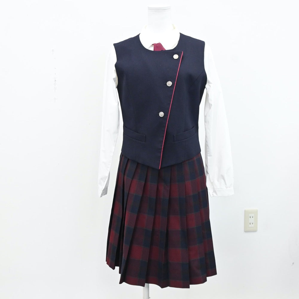 【中古】三重県 暁学園高等学校 女子制服 6点（ブレザー・シャツ・ベスト・スカート）sf009270