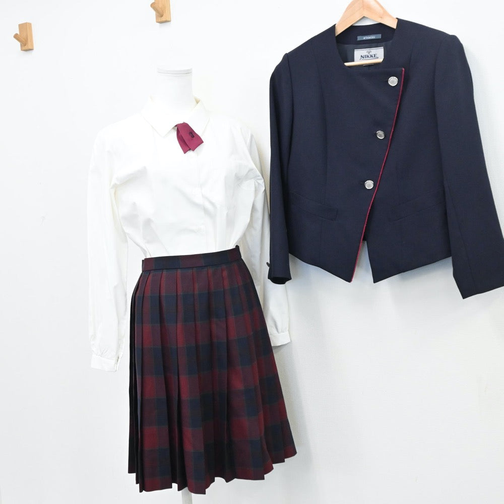 【中古】三重県 暁学園高等学校 女子制服 6点（ブレザー・シャツ・ベスト・スカート）sf009270