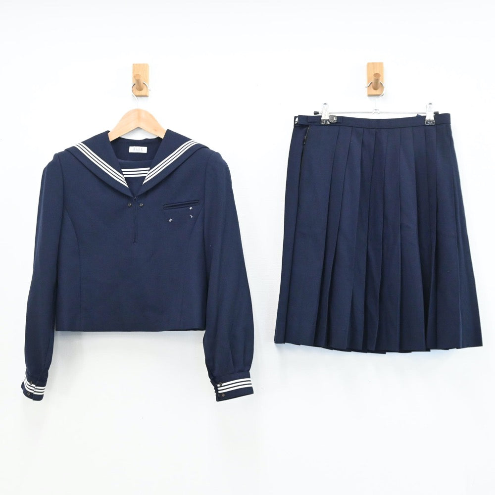 【中古】新潟県 小千谷市立小千谷中学校 女子制服 2点（セーラー服・スカート）sf009274