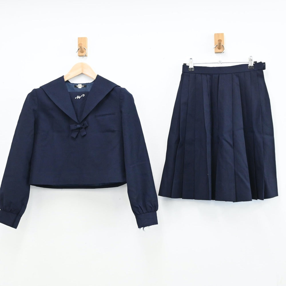 【中古】長崎県 長崎西高等学校 女子制服 3点（セーラー服・スカート）sf009310