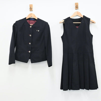 【中古】兵庫県 三田学園中学校・高等学校 女子制服 3点（ブレザー・ジャンパースカート）sf009359