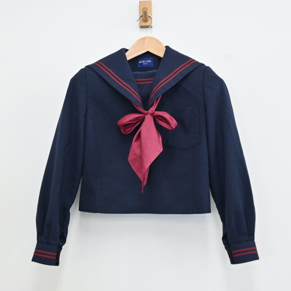 【中古】山口県 山口県立萩高等学校 女子制服 3点（セーラー服・ジャンパースカート）sf009392