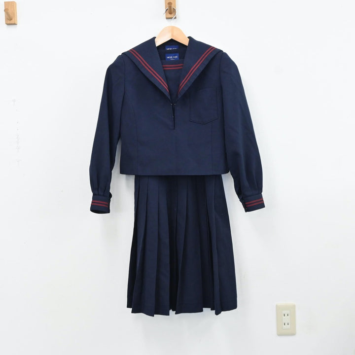 【中古】山口県 山口県立萩高等学校 女子制服 2点（セーラー服・ジャンパースカート）sf009393