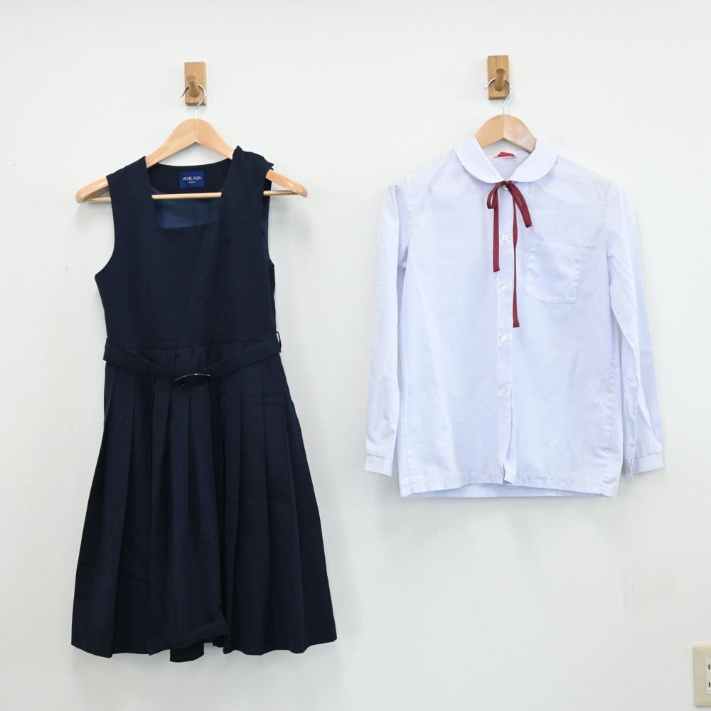 【中古】山口県 山口県立萩高等学校 女子制服 4点（シャツ・ニット・ジャンパースカート）sf009394