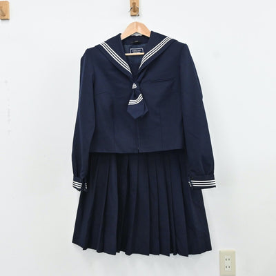 【中古】埼玉県 富士見市立富士見台中学校 女子制服 3点（セーラー服・スカート）sf009395