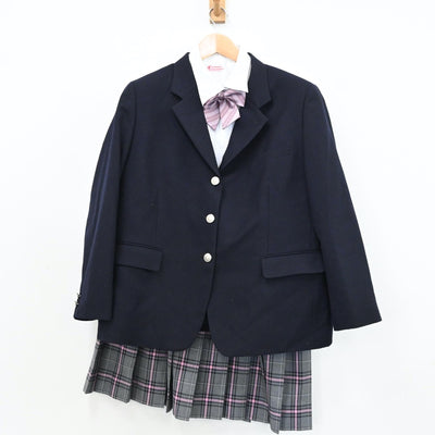 【中古】北海道 クラーク記念国際高等学校 女子制服 7点（ブレザー・ニット・シャツ・スカート）sf009416