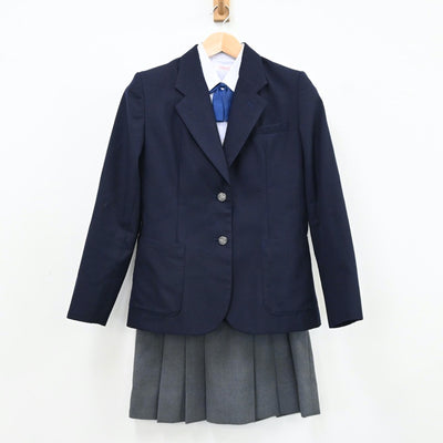 【中古】福岡県 有明工業高等専門学校 女子制服 7点（ブレザー・シャツ・ニット・スカート）sf009423