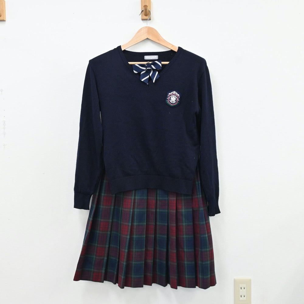 【中古】福岡県 筑陽学園高等学校 女子制服 4点（ブレザー・ニット・スカート）sf009428