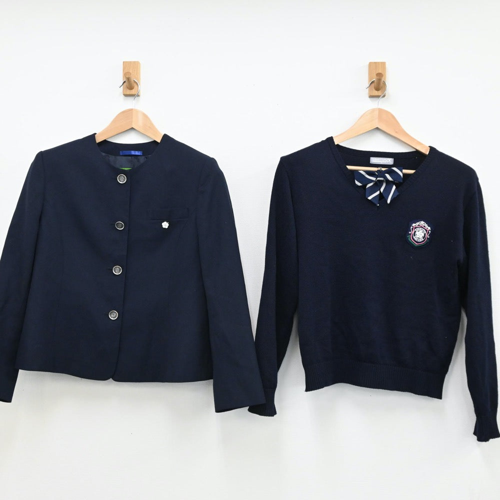 【中古】福岡県 筑陽学園高等学校 女子制服 4点（ブレザー・ニット・スカート）sf009428