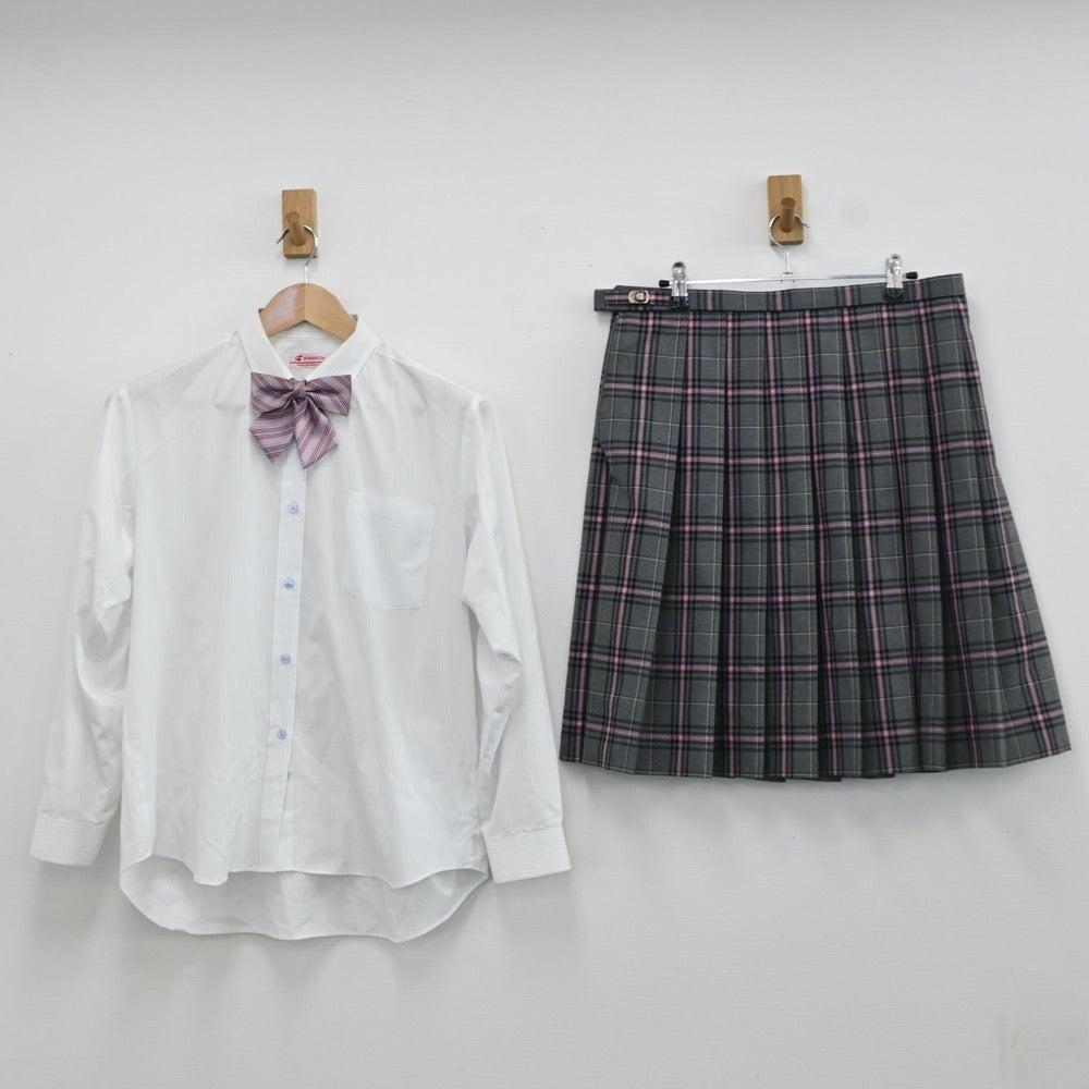 【中古】秋田県 秋田クラーク高等学校 女子制服 4点（ブレザー・シャツ・スカート）sf009479