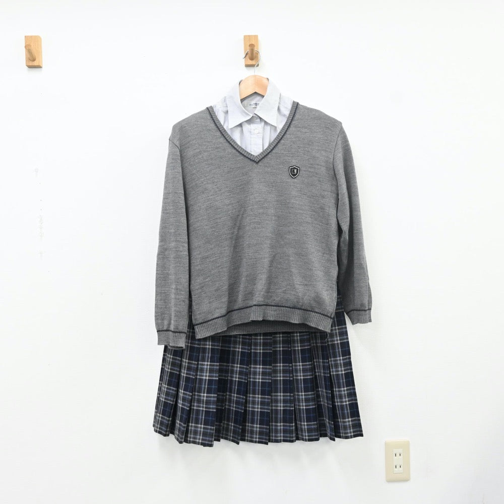 【中古】大阪府 大阪夕陽丘学園高等学校 女子制服 6点（ブレザー・ニット・シャツ・スカート）sf009506