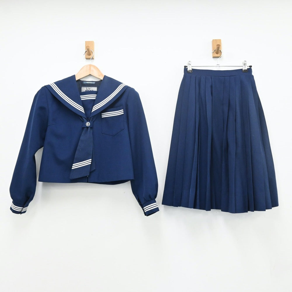 【中古】兵庫県 姫路市立大津中学校 女子制服 4点（セーラー服・スカート）sf009567