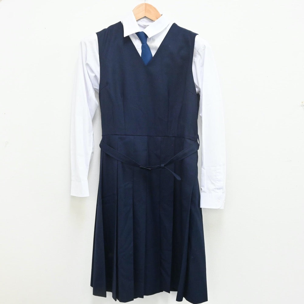 【中古】神奈川県 横浜市立田奈中学校 女子制服 5点（ブレザー・シャツ・ジャンパースカート）sf009591