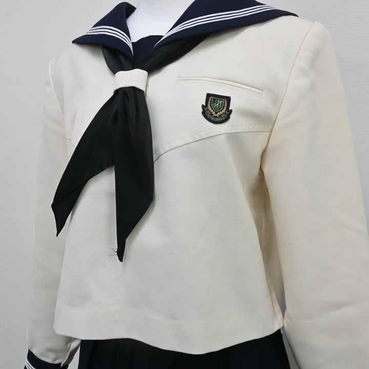 【中古】兵庫県 東洋大学付属姫路高等学校 女子制服 4点（セーラー服・ニット・スカート）sf009595