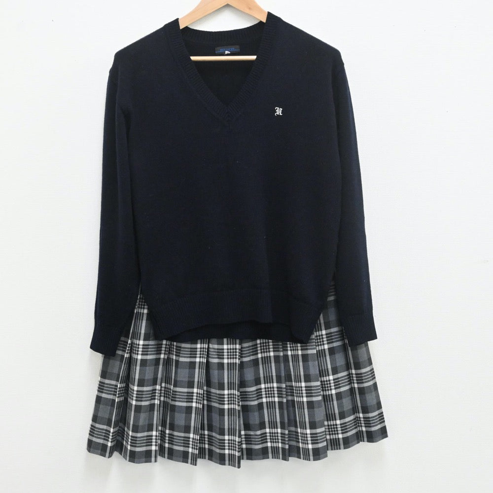 【中古】埼玉県 本庄東高等学校 女子制服 5点（ブレザー・シャツ・ニット・スカート）sf009598