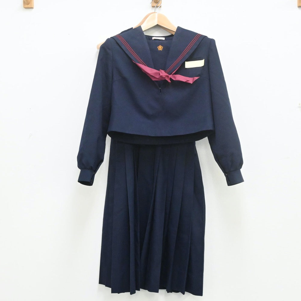 【中古】福岡県 須恵町立須恵東中学校 女子制服 3点（セーラー服・ジャンパースカート）sf009646