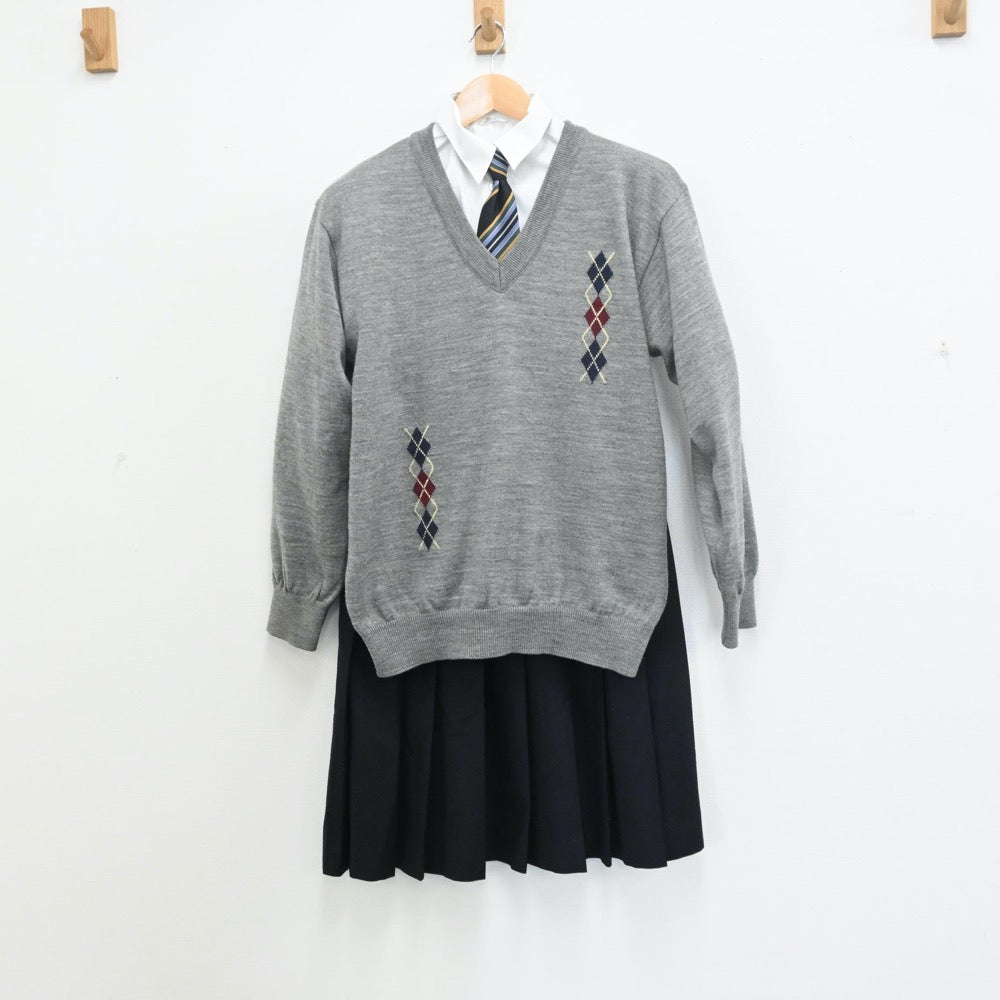 【中古】岡山県 岡山県立岡山芳泉高校 女子制服 6点（ブレザー・ニット・シャツ・スカート）sf009708