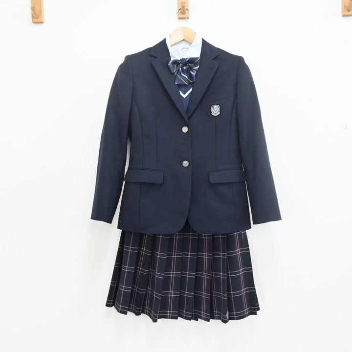 【中古】北海道 北海道札幌英藍高等学校 女子制服 7点（ブレザー・シャツ・ニット・スカート）sf009743