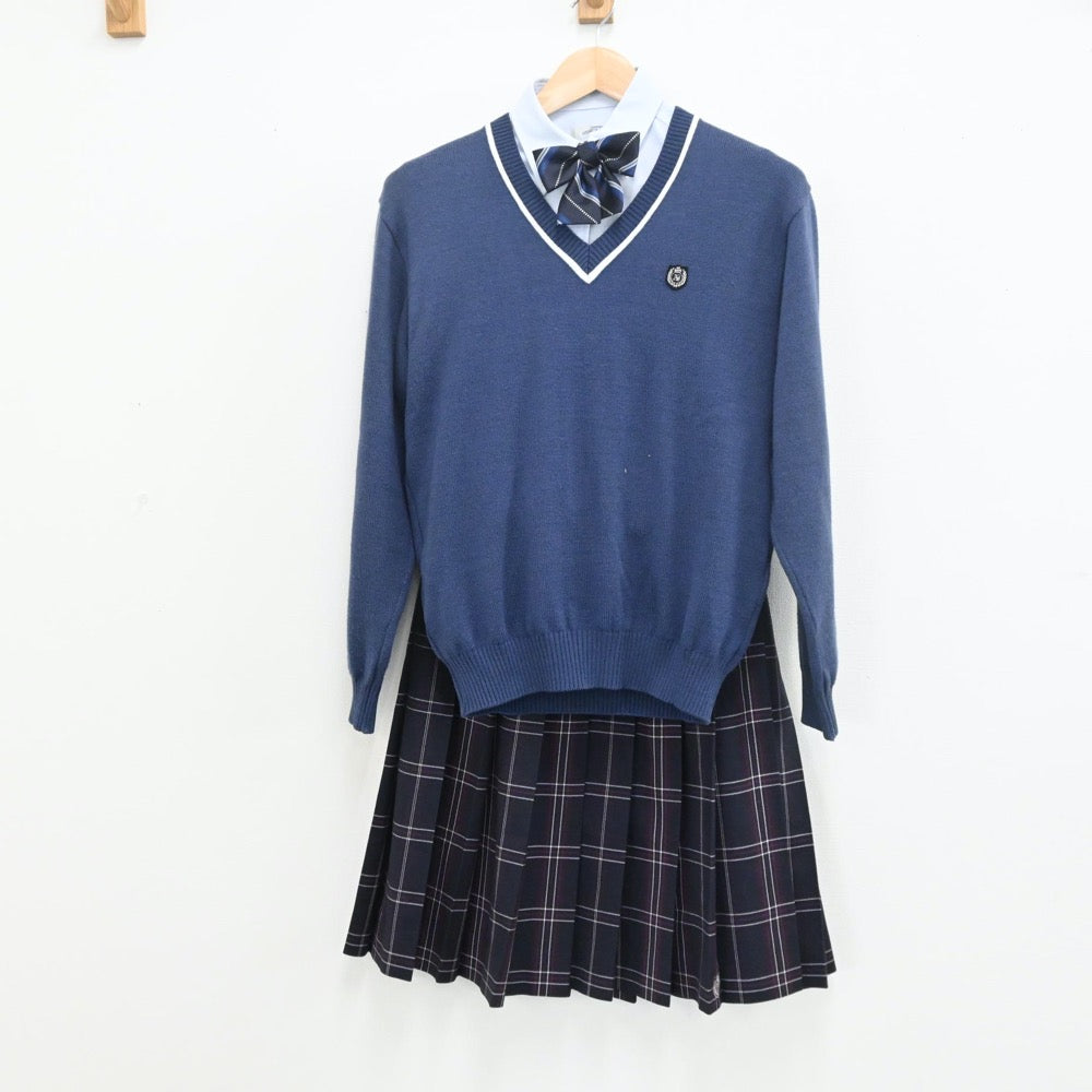 【中古】北海道 北海道札幌英藍高等学校 女子制服 7点（ブレザー・シャツ・ニット・スカート）sf009743