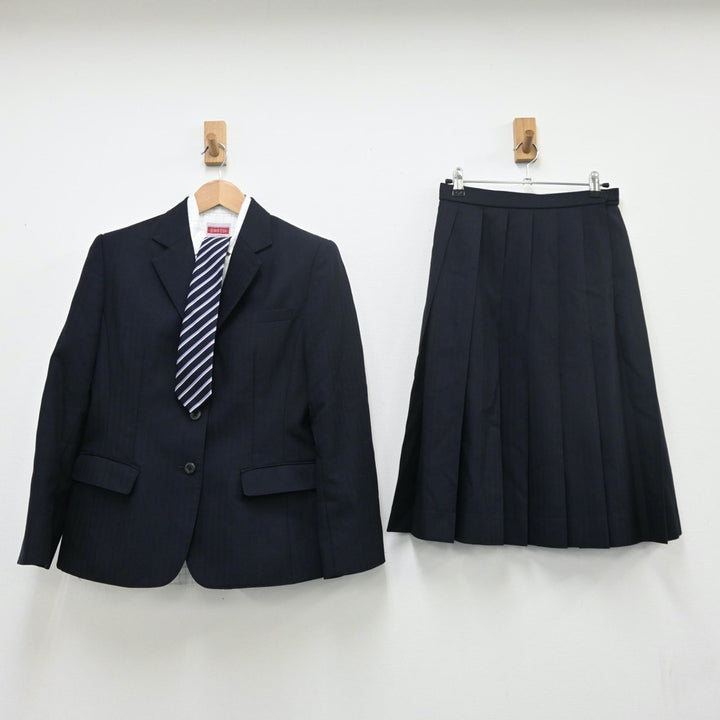 【中古】京都府 西城陽高等学校 女子制服 6点（ブレザー・シャツ・ニット・スカート）sf009791