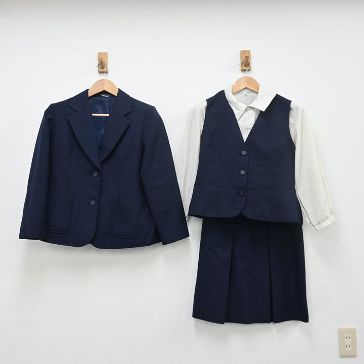 【中古】宮崎県 宮崎西高等学校 女子制服 5点（ブレザー・ベスト・シャツ・スカート）sf009810