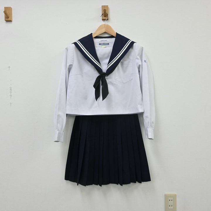 【中古】愛知県 豊田西高等学校 女子制服 4点（セーラー服・スカート）sf009823