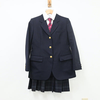 【中古】福島県 会津学鳳中学校 女子制服 4点（ブレザー・シャツ・スカート）sf009840