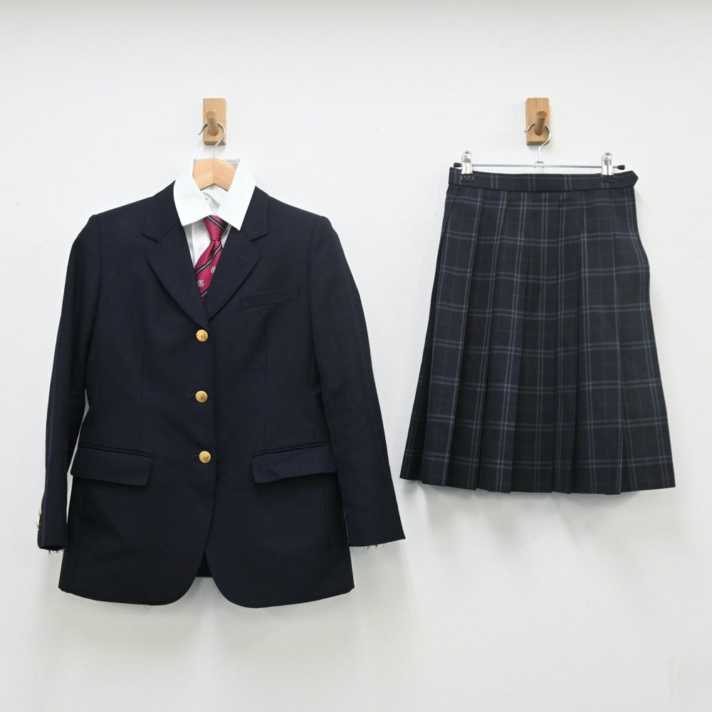 【中古】福島県 会津学鳳中学校 女子制服 4点（ブレザー・シャツ・スカート）sf009840