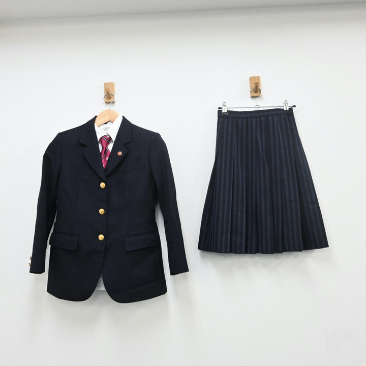 【中古】福島県 会津学鳳中学校 女子制服 6点（ブレザー・シャツ・スカート）sf009842