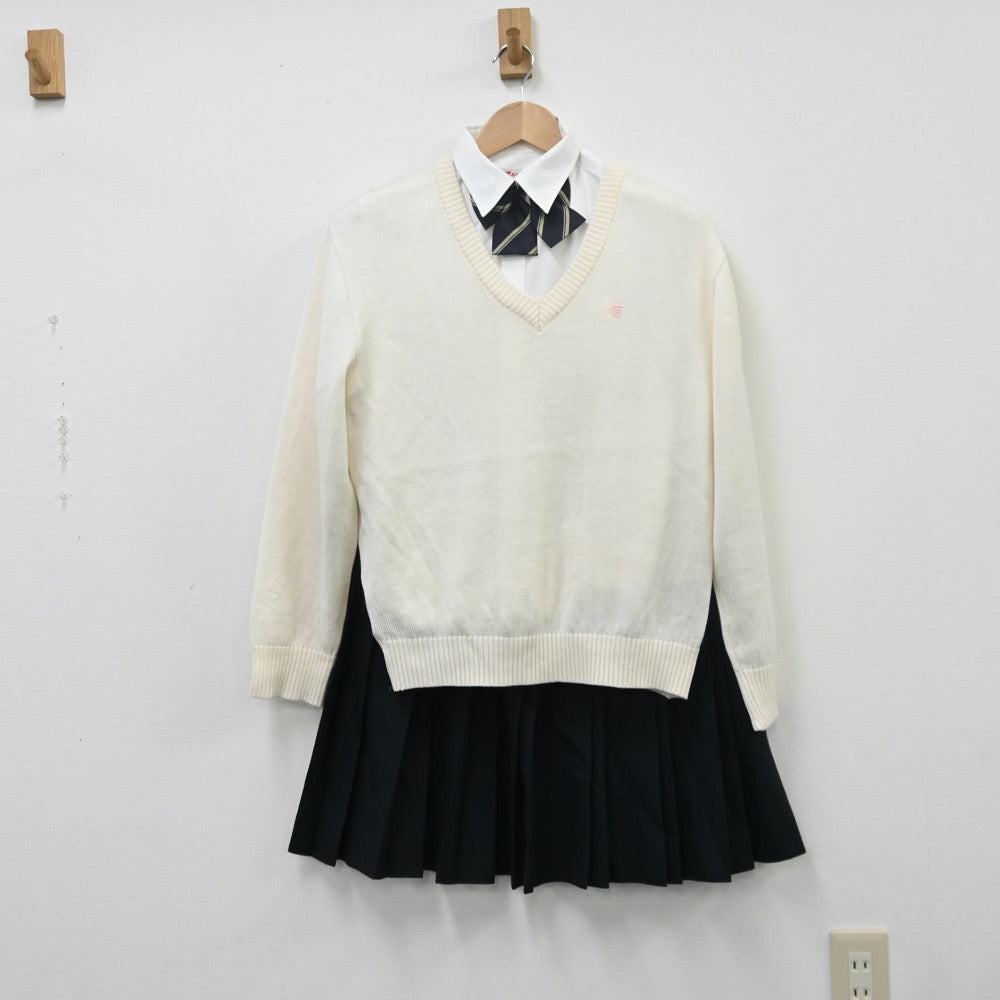 【中古】三重県 津田学園高等学校 女子制服 5点（ブレザー・シャツ・ニット・スカート）sf009862