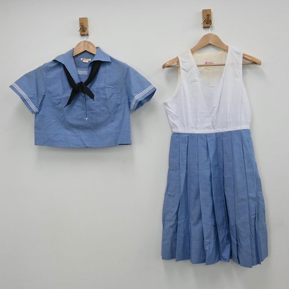 【中古】熊本県 ルーテル高等学校 女子制服 3点（セーラー服・ジャンパースカート）sf009924
