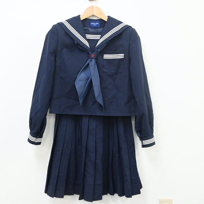 【中古】兵庫県 宝殿中学校 女子制服 3点（セーラー服・スカート）sf009956