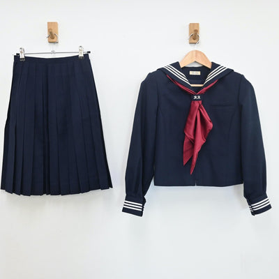 【中古】東京都 昭和女子大学附属昭和中学校 女子制服 3点（セーラー服・スカート）sf009970