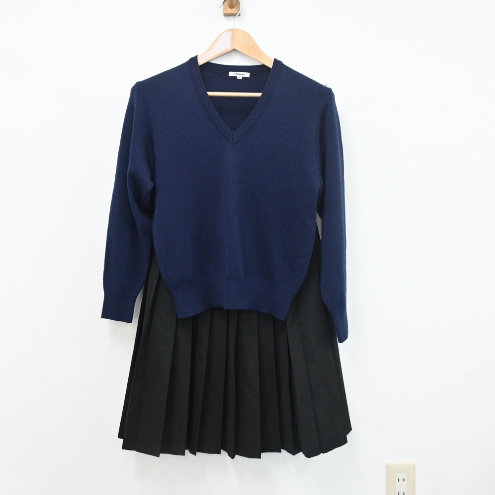 【中古】岐阜県 美濃中学校 女子制服 4点（セーラー服・ニット・スカート）sf009985