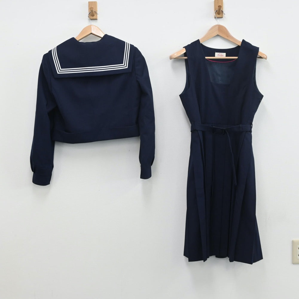 【中古】福岡県 遠賀中学校 女子制服 3点（セーラー服・ジャンパースカート）sf010035